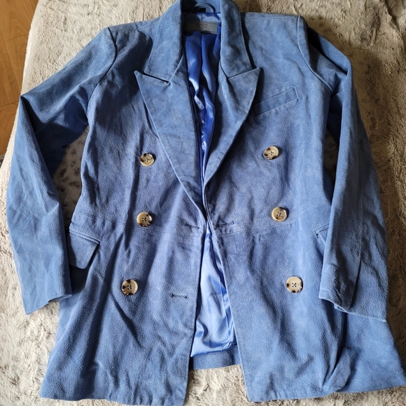 Blank NYC Light Blue Double-Breasted Blazer - Picture 2 of 5